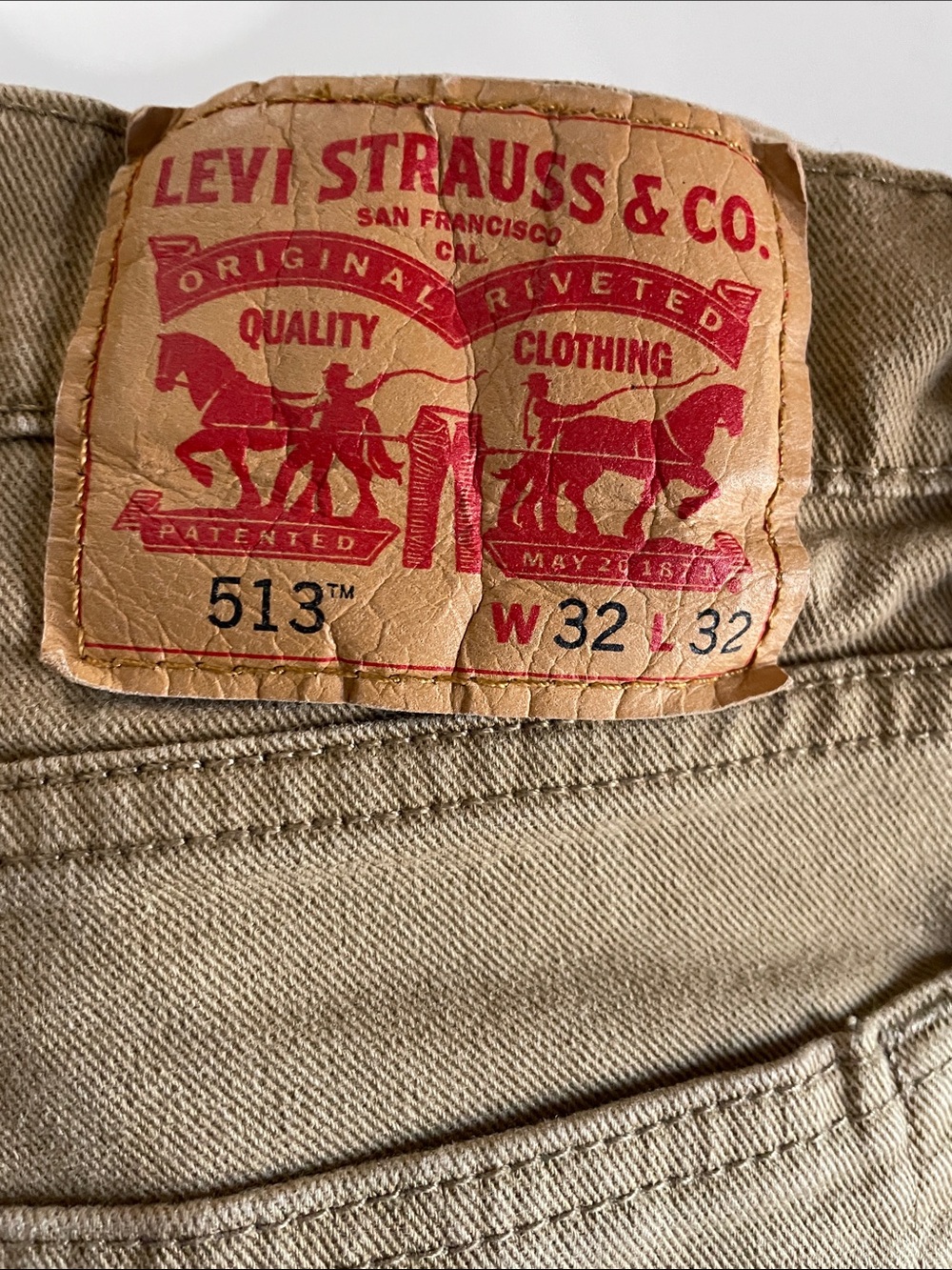 Levi's 513 Slim Straight Men's Jeans - Khaki/Tan 32x32 - Picture 2 of 6